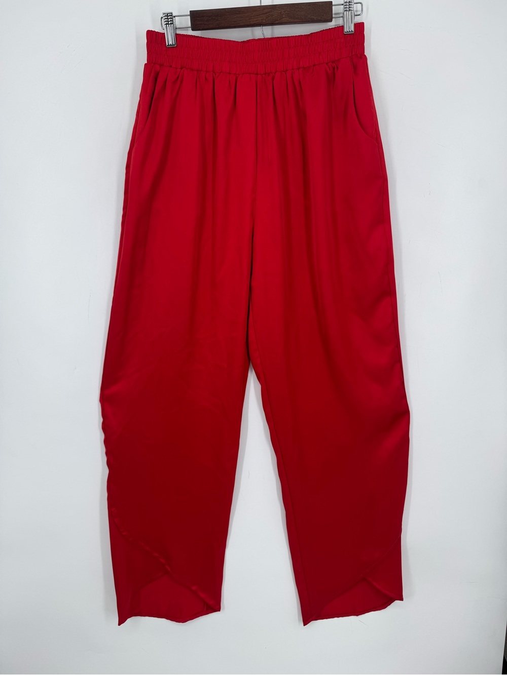 L Love Boutique Faux Satin Red Stretchy Pants Size Large Holiday  Party NWT